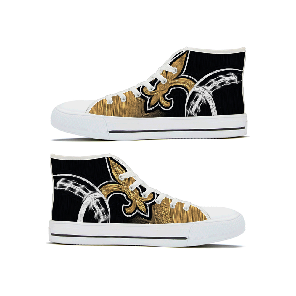 Men's New Orleans Saints High Top Canvas Sneakers 001 Men's New Orleans Saints High Top Canvas Sneakers 001